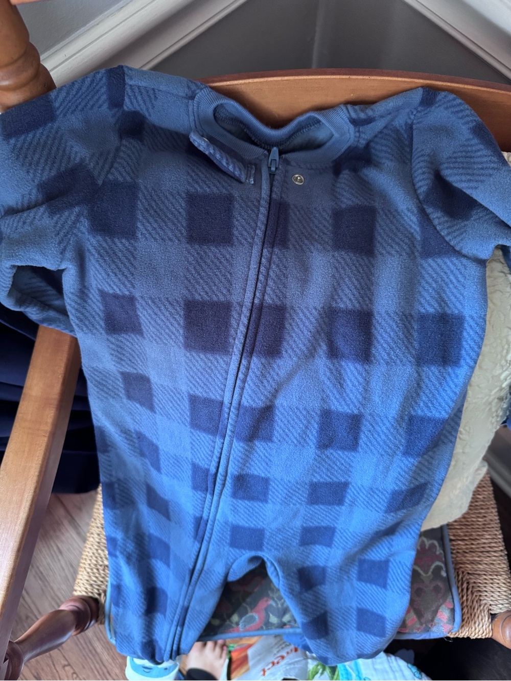 Carter's Blue Plaid Fleece Zip One-Piece Footie